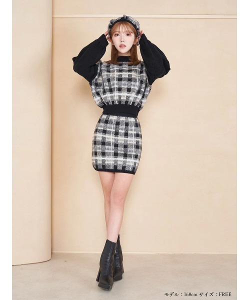 ツイードチェックニットトップス（ニット/セーター）｜Darich