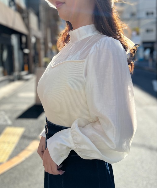 NOMAE（ノーマエ）の「ニットビスチェ切替ブラウス（シャツ/ブラウス・レディース・ホワイト/ライトグレー/ブラック/ライトピンク・FREE）」の5枚目の写真