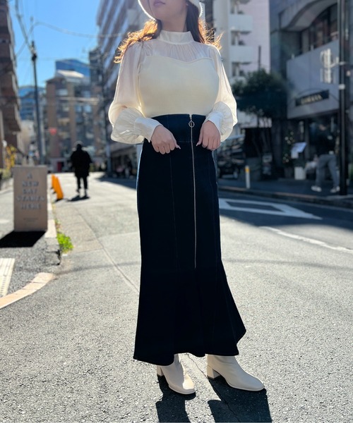 NOMAE（ノーマエ）の「ニットビスチェ切替ブラウス（シャツ/ブラウス・レディース・ホワイト/ライトグレー/ブラック/ライトピンク・FREE）」の11枚目の写真