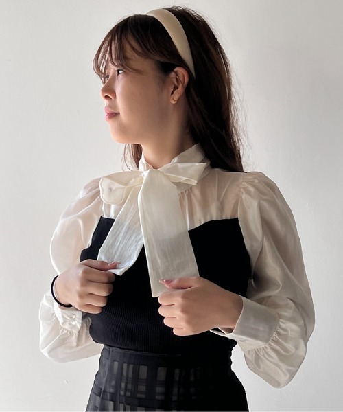NOMAE（ノーマエ）の「ニットビスチェ切替ブラウス（シャツ/ブラウス・レディース・ホワイト/ライトグレー/ブラック/ライトピンク・FREE）」の15枚目の写真