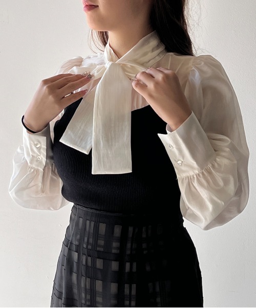 NOMAE（ノーマエ）の「ニットビスチェ切替ブラウス（シャツ/ブラウス・レディース・ホワイト/ライトグレー/ブラック/ライトピンク・FREE）」の14枚目の写真