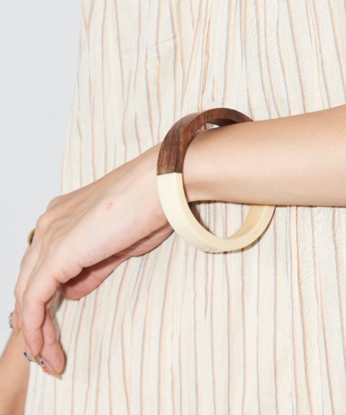 セール】ツートンウッドバングル（バングル/リストバンド）｜Auntie