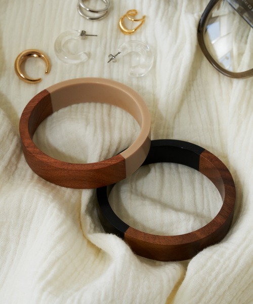 セール】ツートンウッドバングル（バングル/リストバンド）｜Auntie