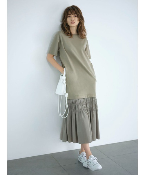 emmi（エミ）の「【emmi atelier】ドッキングTシャツワンピース