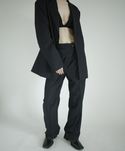 INTER FACTORY(インターファクトリー)の「RUKA - アシンメトリーデザインスラックス made in INTER FACTORY(その他パンツ・レディース・ネイビー/グレー・SMALL/MEDIUM)」の8枚目の写真