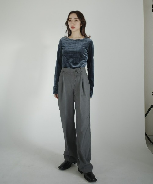 INTER FACTORY(インターファクトリー)の「RUKA - アシンメトリーデザインスラックス made in INTER FACTORY(その他パンツ・レディース・ネイビー/グレー・SMALL/MEDIUM)」の12枚目の写真