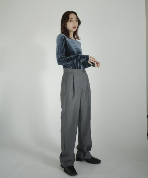 INTER FACTORY(インターファクトリー)の「RUKA - アシンメトリーデザインスラックス made in INTER FACTORY(その他パンツ・レディース・ネイビー/グレー・SMALL/MEDIUM)」の14枚目の写真