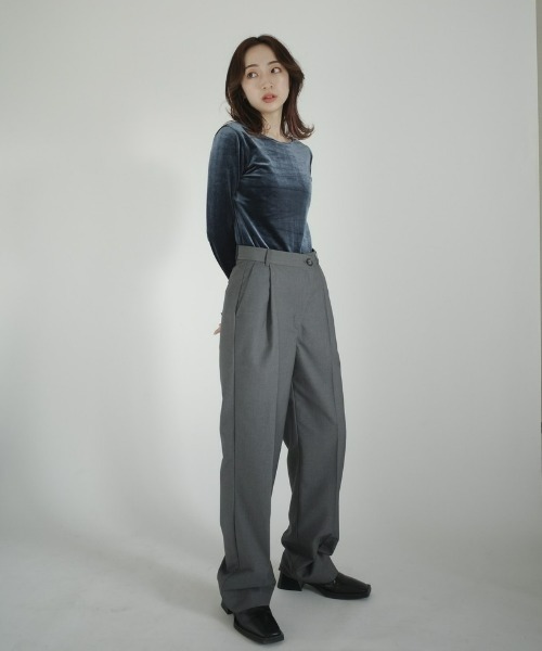 INTER FACTORY(インターファクトリー)の「RUKA - アシンメトリーデザインスラックス made in INTER FACTORY(その他パンツ・レディース・ネイビー/グレー・SMALL/MEDIUM)」の15枚目の写真