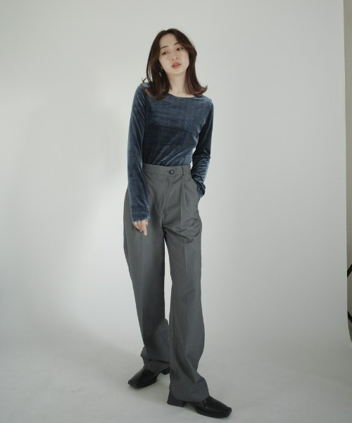 INTER FACTORY(インターファクトリー)の「RUKA - アシンメトリーデザインスラックス made in INTER FACTORY(その他パンツ・レディース・ネイビー/グレー・SMALL/MEDIUM)」の16枚目の写真