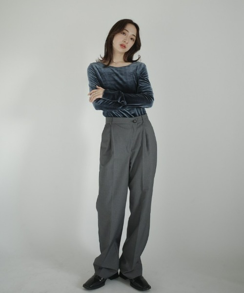 INTER FACTORY(インターファクトリー)の「RUKA - アシンメトリーデザインスラックス made in INTER FACTORY(その他パンツ・レディース・ネイビー/グレー・SMALL/MEDIUM)」の17枚目の写真