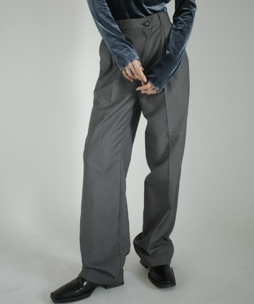 INTER FACTORY(インターファクトリー)の「RUKA - アシンメトリーデザインスラックス made in INTER FACTORY(その他パンツ・レディース・ネイビー/グレー・SMALL/MEDIUM)」の4枚目の写真