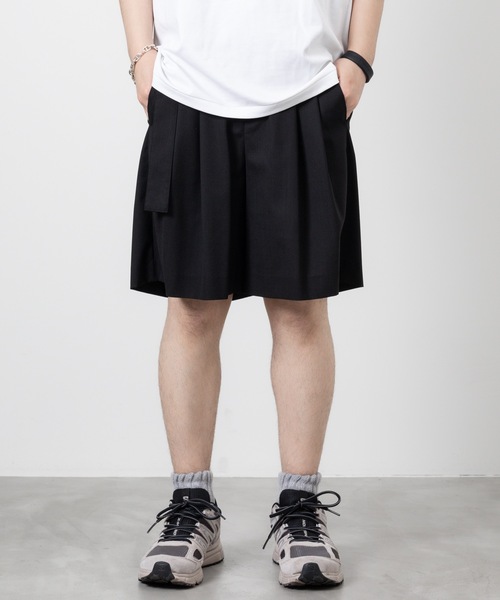 ATTACHMENT（アタッチメント）の「WO/TAウォッシャブルトロピカル ベルテッドショーツ  /  WO/TA WASHABLE TROPICAL BELTED SHORTS（スラックス・メンズ・ブラック/グレー・2/1/3）」の19枚目の写真