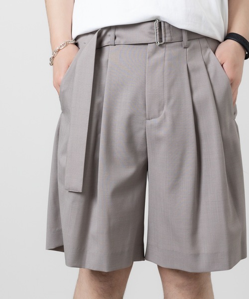 ATTACHMENT（アタッチメント）の「WO/TAウォッシャブルトロピカル ベルテッドショーツ  /  WO/TA WASHABLE TROPICAL BELTED SHORTS（スラックス・メンズ・ブラック/グレー・2/1/3）」の7枚目の写真