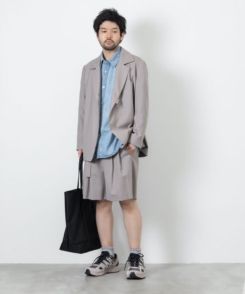 ATTACHMENT（アタッチメント）の「WO/TAウォッシャブルトロピカル ベルテッドショーツ  /  WO/TA WASHABLE TROPICAL BELTED SHORTS（スラックス・メンズ・ブラック/グレー・2/1/3）」の16枚目の写真