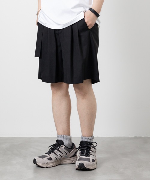 ATTACHMENT（アタッチメント）の「WO/TAウォッシャブルトロピカル ベルテッドショーツ  /  WO/TA WASHABLE TROPICAL BELTED SHORTS（スラックス・メンズ・ブラック/グレー・2/1/3）」の20枚目の写真