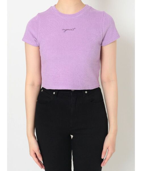 MURUA（ムルーア）の「パイルクロップドTシャツ（Tシャツ/カットソー・レディース・ブラック/パープル・FREE）」の13枚目の写真