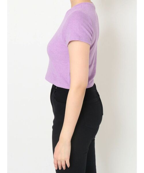 MURUA（ムルーア）の「パイルクロップドTシャツ（Tシャツ/カットソー・レディース・ブラック/パープル・FREE）」の14枚目の写真