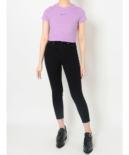 MURUA（ムルーア）の「パイルクロップドTシャツ（Tシャツ/カットソー・レディース・ブラック/パープル・FREE）」の19枚目の写真