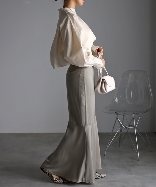 r.（アールドット）の「ブロード クロップド フレアブラウス（シャツ/ブラウス・レディース・ホワイト/グレー/ブラック/ライトブルー/アイボリー・FREE）」の15枚目の写真