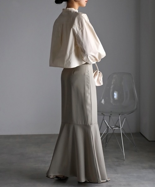 r.（アールドット）の「ブロード クロップド フレアブラウス（シャツ/ブラウス・レディース・ホワイト/グレー/ブラック/ライトブルー/アイボリー・FREE）」の16枚目の写真