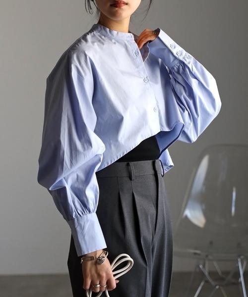 r.（アールドット）の「ブロード クロップド フレアブラウス（シャツ/ブラウス・レディース・ホワイト/グレー/ブラック/ライトブルー/アイボリー・FREE）」の20枚目の写真