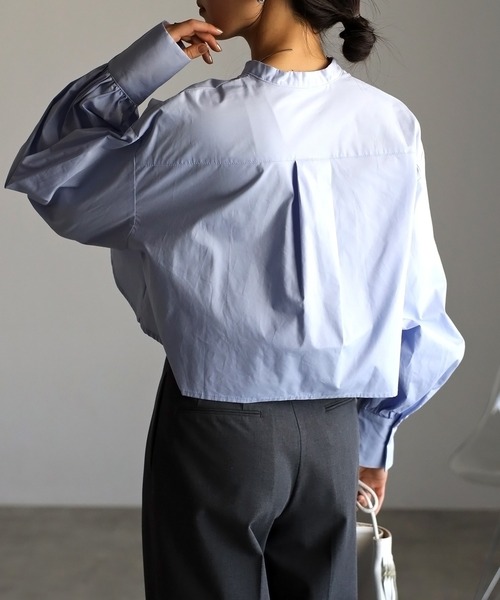 r.（アールドット）の「ブロード クロップド フレアブラウス（シャツ/ブラウス・レディース・ホワイト/グレー/ブラック/ライトブルー/アイボリー・FREE）」の21枚目の写真