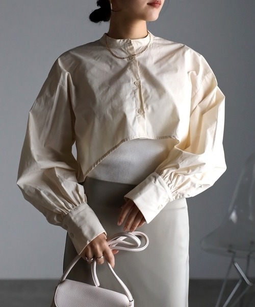 r.（アールドット）の「ブロード クロップド フレアブラウス（シャツ/ブラウス・レディース・ホワイト/グレー/ブラック/ライトブルー/アイボリー・FREE）」の11枚目の写真