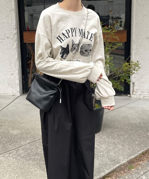 LE MORE(リモア)の「スウェットライクにゃんこプルオーバー(Tシャツ/カットソー・レディース・ブラック/アイボリー・FREE)」の10枚目の写真
