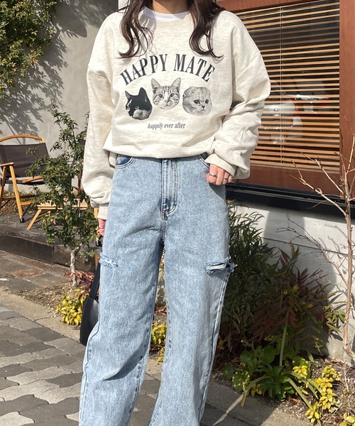 LE MORE(リモア)の「スウェットライクにゃんこプルオーバー(Tシャツ/カットソー・レディース・ブラック/アイボリー・FREE)」の15枚目の写真