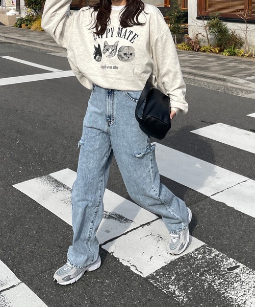 LE MORE(リモア)の「スウェットライクにゃんこプルオーバー(Tシャツ/カットソー・レディース・ブラック/アイボリー・FREE)」の16枚目の写真