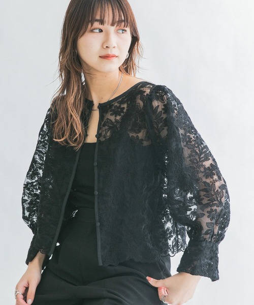 KBF（ケイビーエフ）の「オーガンジーフラワークロップドブラウス（シャツ/ブラウス・レディース・カーキ/ブラック/アイボリー・ONE）」の15枚目の写真