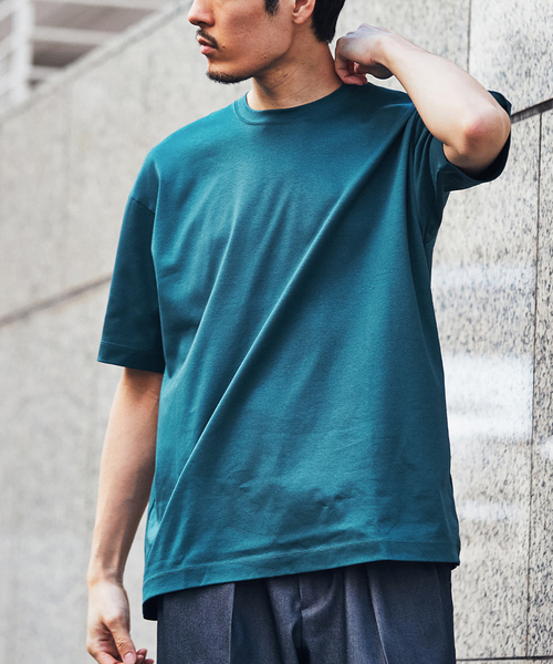 EDIFICE LA BOUCLE(エディフィスラブークル)の「【LA BOUCLE / ラブークル】アルビニスタ スムース クルーネック Tシャツ(Tシャツ/カットソー・メンズ・ブラウン系その他/アイボリー/ブラック/パープル/グリーン系その他・3/2/1)」の4枚目の写真