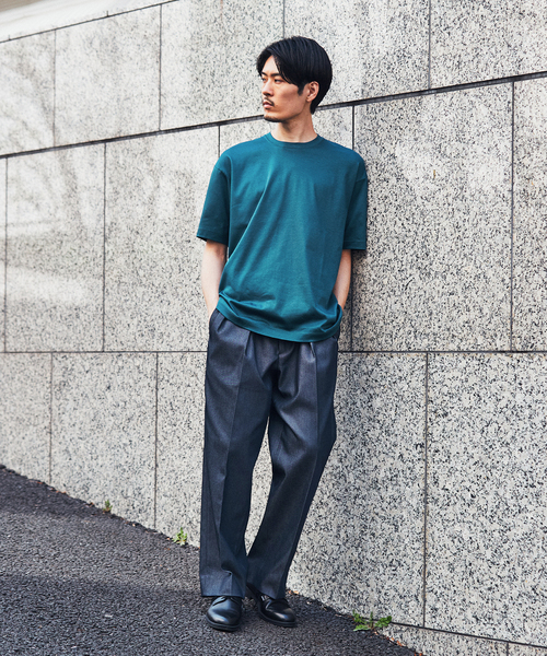 EDIFICE LA BOUCLE(エディフィスラブークル)の「【LA BOUCLE / ラブークル】アルビニスタ スムース クルーネック Tシャツ(Tシャツ/カットソー・メンズ・ブラウン系その他/アイボリー/ブラック/パープル/グリーン系その他・3/2/1)」の7枚目の写真