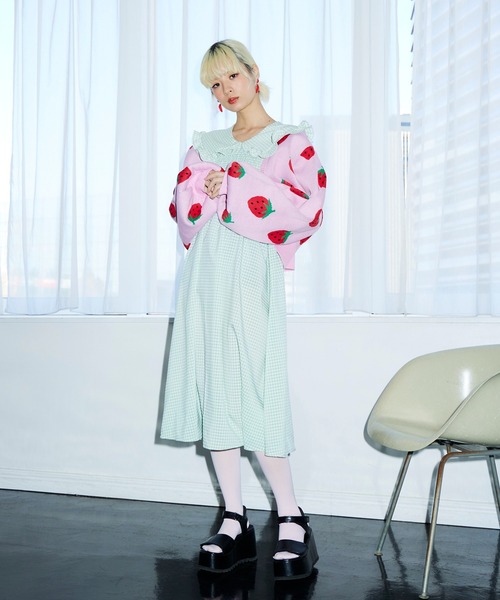 PUNYUS(プニュズ)の「ギンガムチェックワンピース(ワンピース・レディース・ブルー/ネイビー/グリーン/ライトパープル・3/2/4/1)」の11枚目の写真