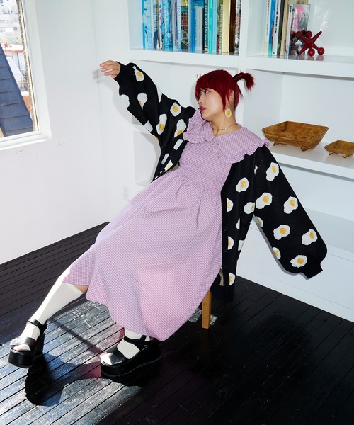 PUNYUS(プニュズ)の「ギンガムチェックワンピース(ワンピース・レディース・ブルー/ネイビー/グリーン/ライトパープル・3/2/4/1)」の6枚目の写真