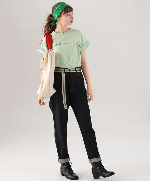 To b. by agnes b.（トゥービーバイアニエスベー）の「WT13 TS マカロンロゴTシャツ（Tシャツ/カットソー・レディース・グリーン系その他・38/40）」の4枚目の写真