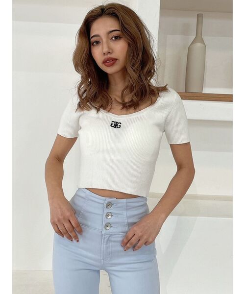 GYDA（ジェイダ）の「バックオープンSymmetryニットTOPS（ニット/セーター・レディース・オフホワイト/ブラック/その他1/オレンジ・FREE）」の15枚目の写真