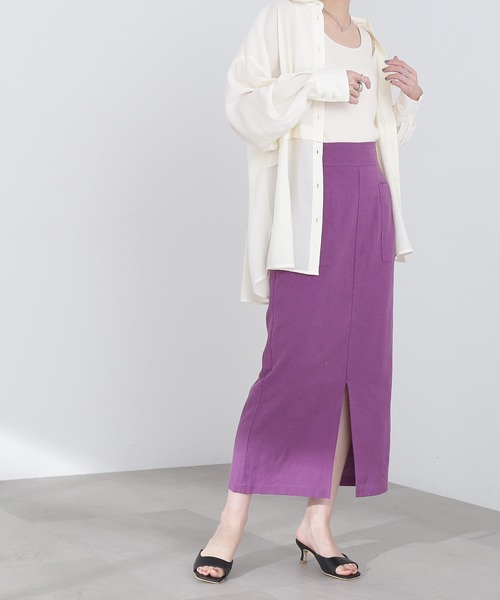 N.（N. Natural Beauty Basic）（エヌエヌナチュラルビューティーベーシック）の「【S Size Line】◆アウトポケット麻混スカート（スカート・レディース・ナチュラル/ブラック/パープル・SMALL/MEDIUM）」の3枚目の写真