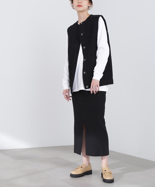 N.（N. Natural Beauty Basic）（エヌエヌナチュラルビューティーベーシック）の「【S Size Line】◆アウトポケット麻混スカート（スカート・レディース・ナチュラル/ブラック/パープル・SMALL/MEDIUM）」の2枚目の写真