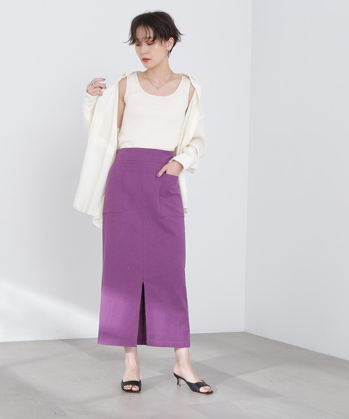 N.（N. Natural Beauty Basic）（エヌエヌナチュラルビューティーベーシック）の「【S Size Line】◆アウトポケット麻混スカート（スカート・レディース・ナチュラル/ブラック/パープル・SMALL/MEDIUM）」の7枚目の写真