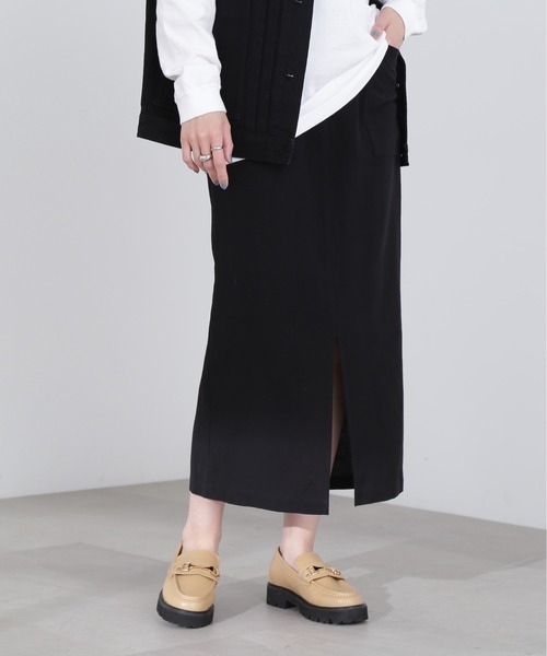 N.（N. Natural Beauty Basic）（エヌエヌナチュラルビューティーベーシック）の「【S Size Line】◆アウトポケット麻混スカート（スカート・レディース・ナチュラル/ブラック/パープル・SMALL/MEDIUM）」の4枚目の写真