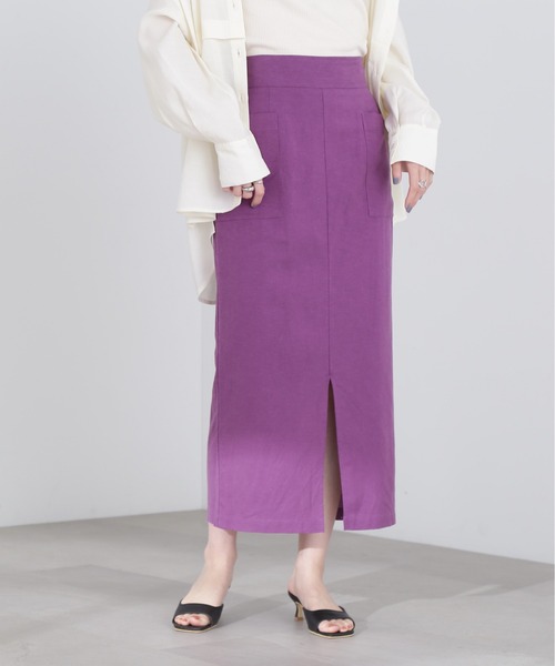 N.（N. Natural Beauty Basic）（エヌエヌナチュラルビューティーベーシック）の「【S Size Line】◆アウトポケット麻混スカート（スカート・レディース・ナチュラル/ブラック/パープル・SMALL/MEDIUM）」の12枚目の写真