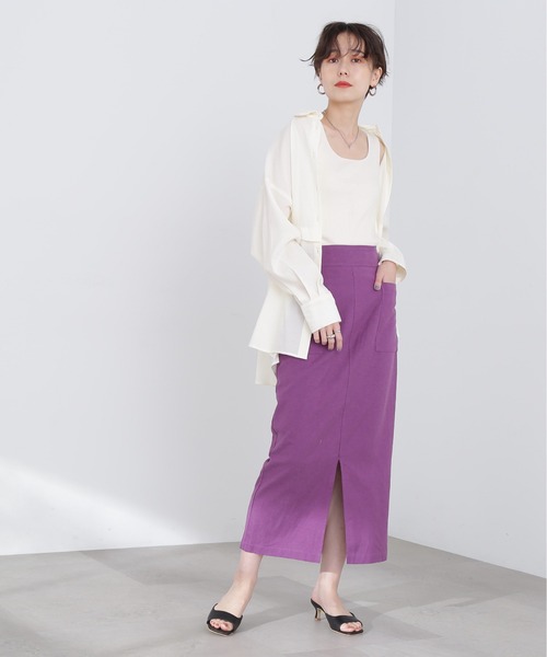 N.（N. Natural Beauty Basic）（エヌエヌナチュラルビューティーベーシック）の「【S Size Line】◆アウトポケット麻混スカート（スカート・レディース・ナチュラル/ブラック/パープル・SMALL/MEDIUM）」の10枚目の写真