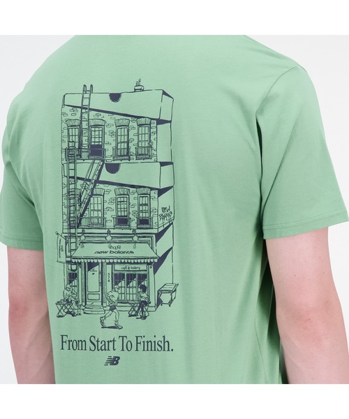 NEW BALANCE（ニューバランス）の「NB Essentials Caf NB ショートスリーブTシャツ（Tシャツ/カットソー・メンズ・ライトグリーン/オフホワイト・X-LARGE/LARGE/XX-LARGE/MEDIUM/SMALL）」の10枚目の写真