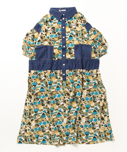 sandy（サンディー）の「sandy/プリントフレアーワンピース（ワンピース・レディース・グリーン/ブルー/オレンジ・FREE）」の3枚目の写真