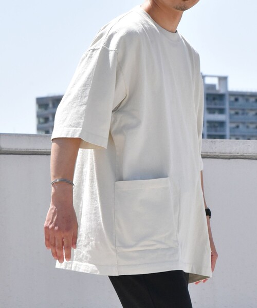 SHIPS any(シップス エニィ)の「SHIPS any: "COTTON USA" 6oz オーバーサイズ キャンプポケット Tシャツ◇(Tシャツ/カットソー・メンズ・ホワイト/ブラック/ナチュラル/オリーブ/ネイビー/ライトブルー/ロイヤルブルー・SMALL/MEDIUM/LARGE/X-LARGE)」の4枚目の写真