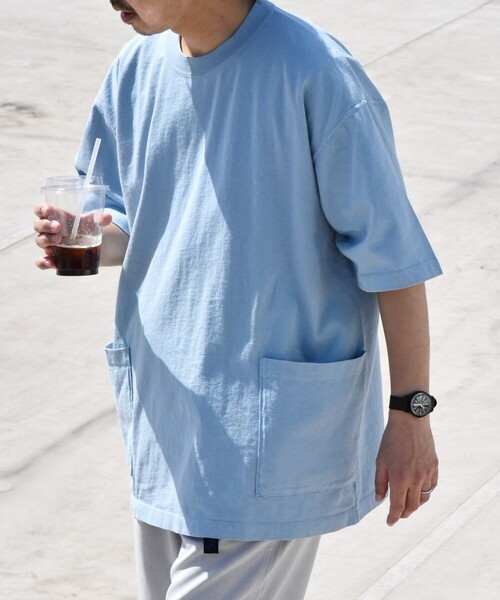 SHIPS any(シップス エニィ)の「SHIPS any: "COTTON USA" 6oz オーバーサイズ キャンプポケット Tシャツ◇(Tシャツ/カットソー・メンズ・ホワイト/ブラック/ナチュラル/オリーブ/ネイビー/ライトブルー/ロイヤルブルー・SMALL/MEDIUM/LARGE/X-LARGE)」の5枚目の写真