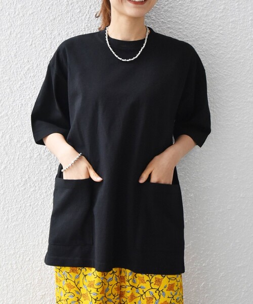 SHIPS any(シップス エニィ)の「SHIPS any: "COTTON USA" 6oz オーバーサイズ キャンプポケット Tシャツ◇(Tシャツ/カットソー・メンズ・ホワイト/ブラック/ナチュラル/オリーブ/ネイビー/ライトブルー/ロイヤルブルー・SMALL/MEDIUM/LARGE/X-LARGE)」の3枚目の写真