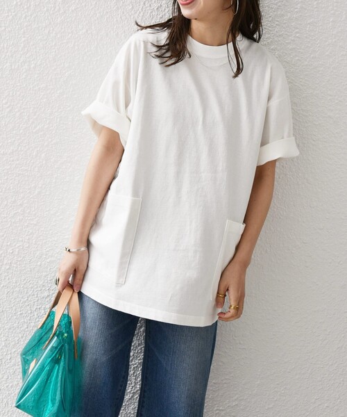 SHIPS any(シップス エニィ)の「SHIPS any: "COTTON USA" 6oz オーバーサイズ キャンプポケット Tシャツ◇(Tシャツ/カットソー・メンズ・ホワイト/ブラック/ナチュラル/オリーブ/ネイビー/ライトブルー/ロイヤルブルー・SMALL/MEDIUM/LARGE/X-LARGE)」の12枚目の写真