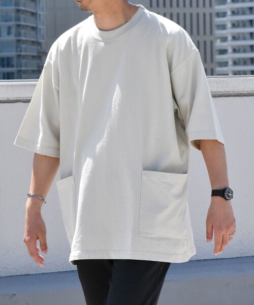 SHIPS any(シップス エニィ)の「SHIPS any: "COTTON USA" 6oz オーバーサイズ キャンプポケット Tシャツ◇(Tシャツ/カットソー・メンズ・ホワイト/ブラック/ナチュラル/オリーブ/ネイビー/ライトブルー/ロイヤルブルー・SMALL/MEDIUM/LARGE/X-LARGE)」の16枚目の写真